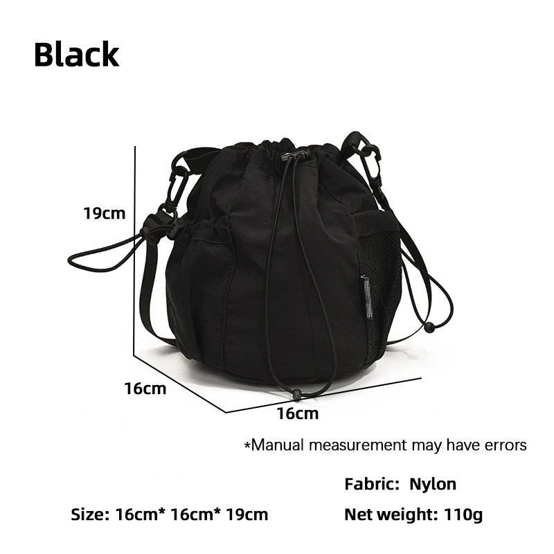 Simple And Lightweight Nylon Drawstring Crossbody Bag 8