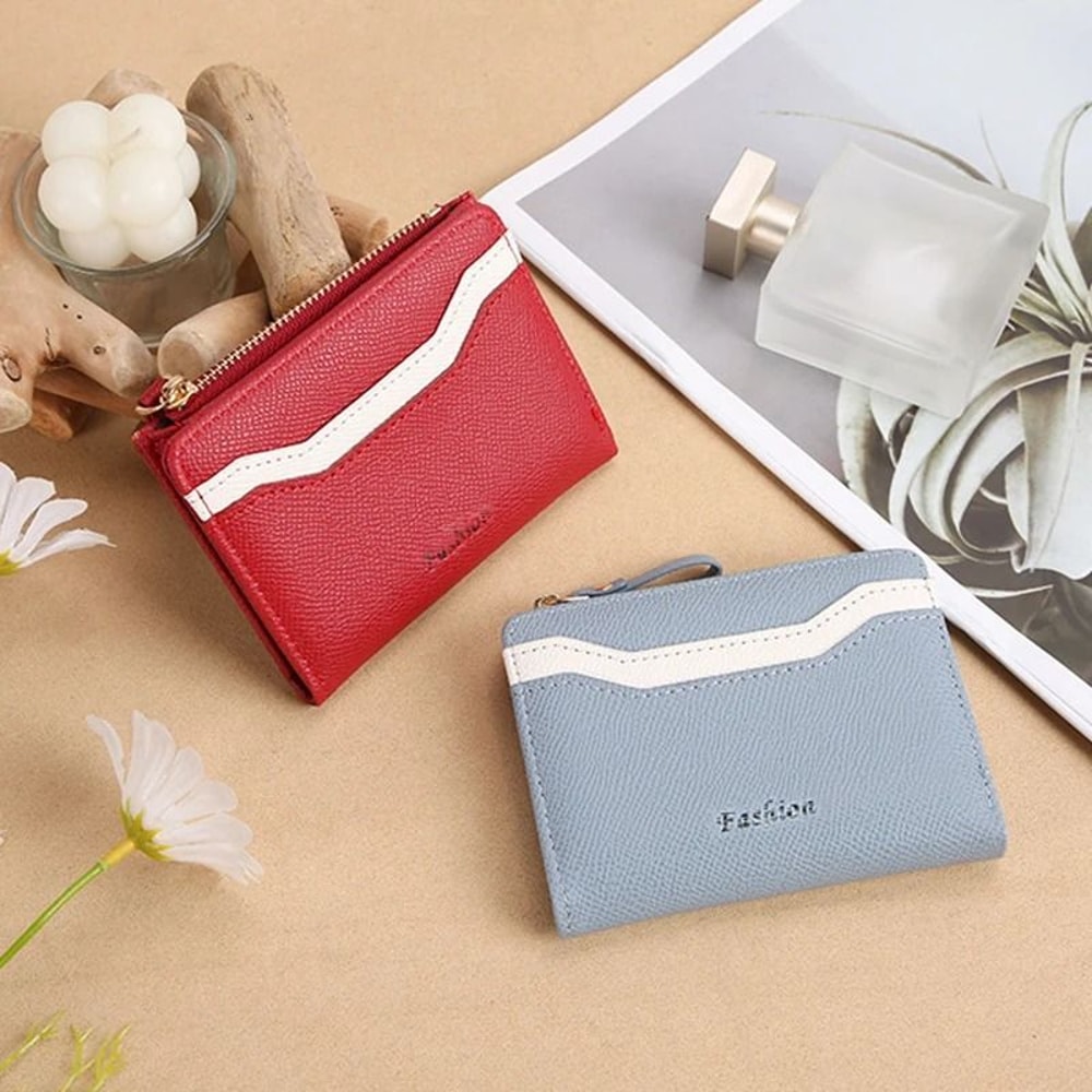 Simple And Elegant Ladies Fashion PU Spliced Small Wallet 0