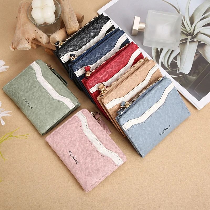 Simple And Elegant Ladies Fashion PU Spliced Small Wallet 2
