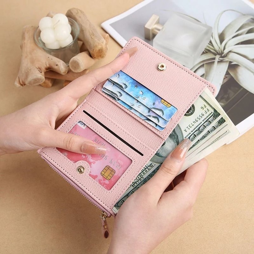 Simple And Elegant Ladies Fashion PU Spliced Small Wallet 3