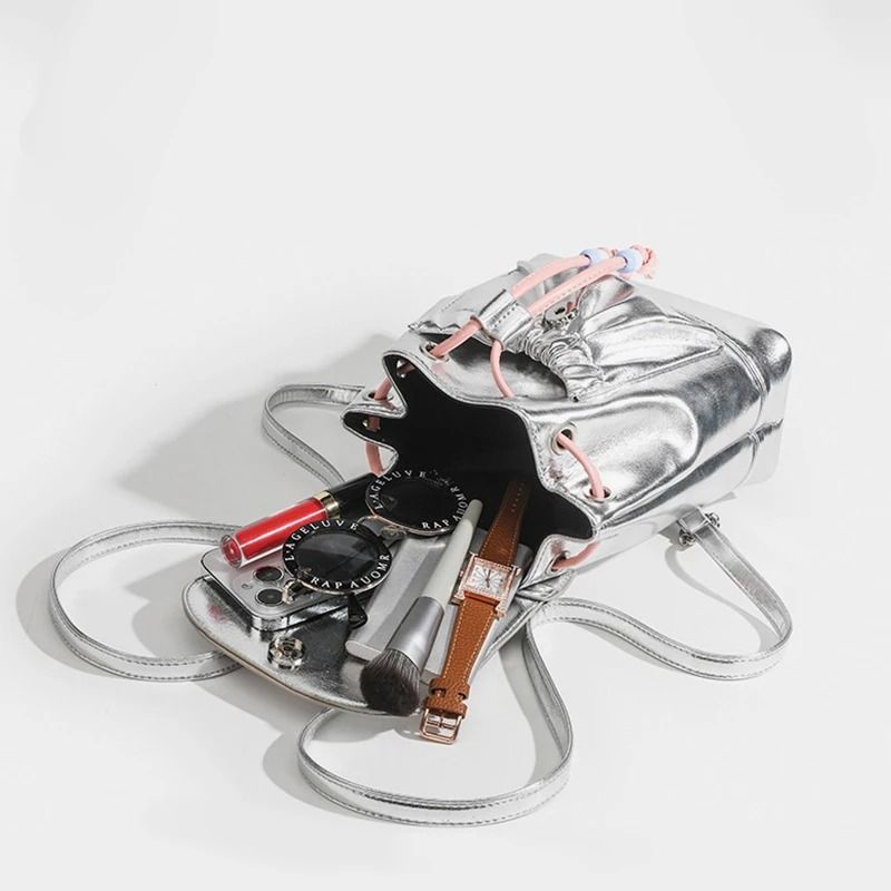 Fashionable Versatile SolidColor Drawstring Backpack 2