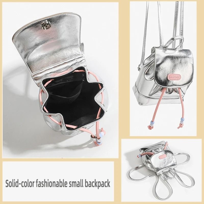 Fashionable Versatile SolidColor Drawstring Backpack 3
