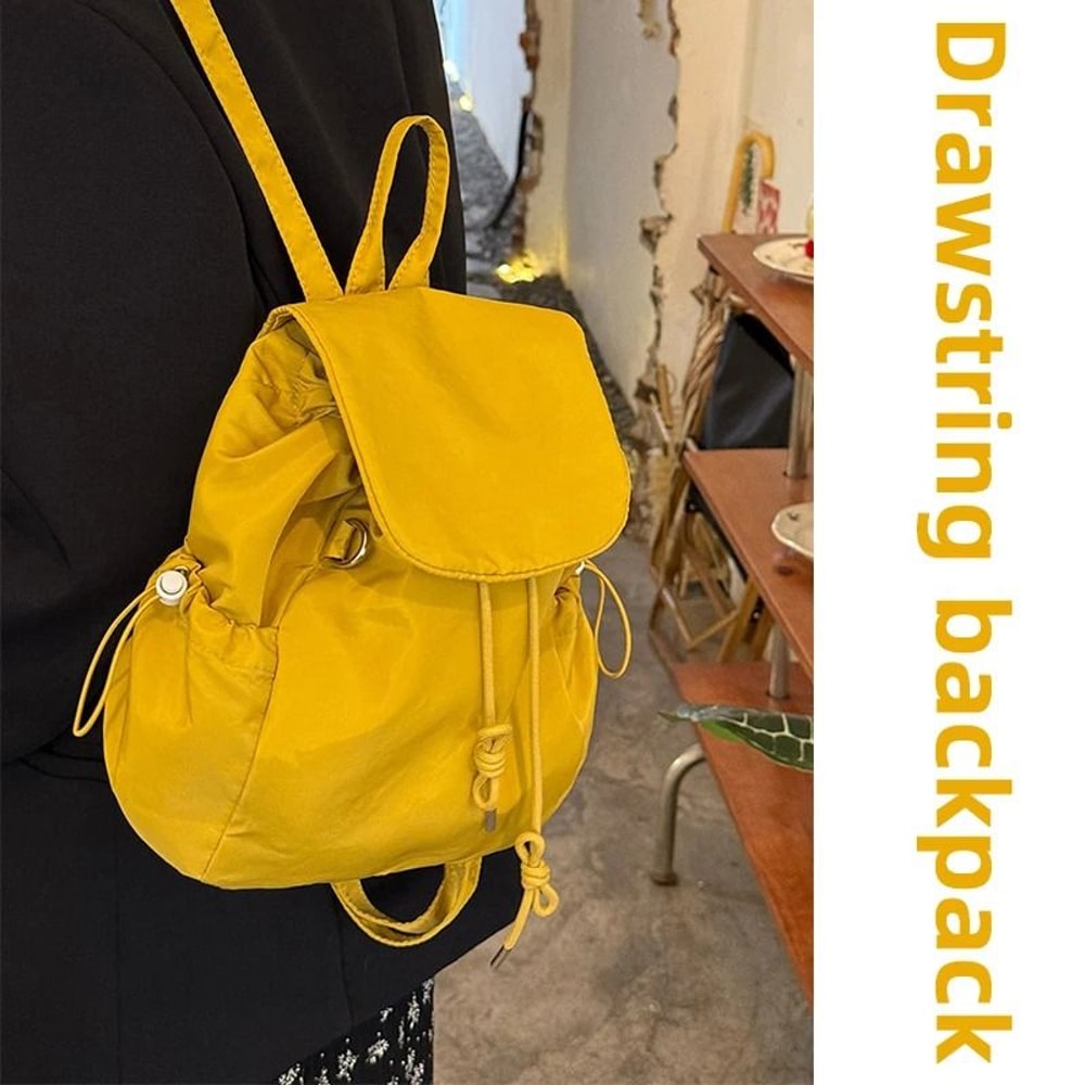 Lightweight Checkered Nylon Drawstring Backpack 4