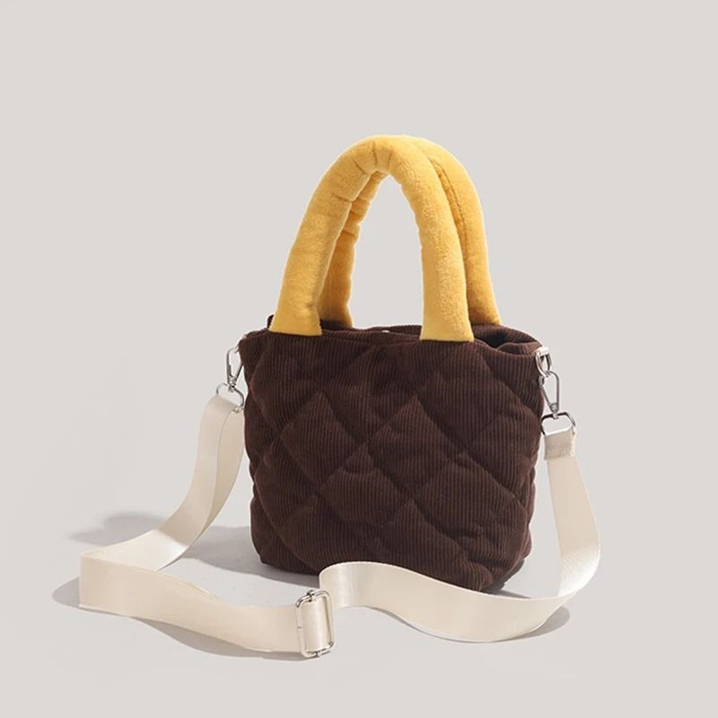 Cute Corduroy DiamondQuilted Handheld Crossbody Bag 1