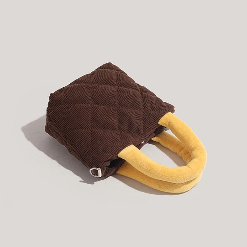 Cute Corduroy DiamondQuilted Handheld Crossbody Bag 4