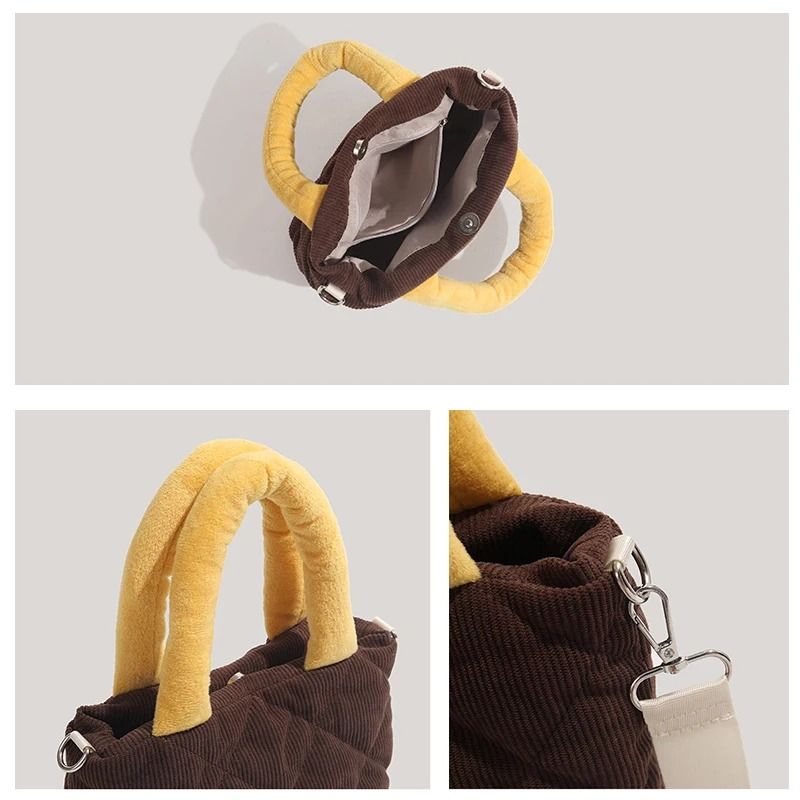 Cute Corduroy DiamondQuilted Handheld Crossbody Bag 5