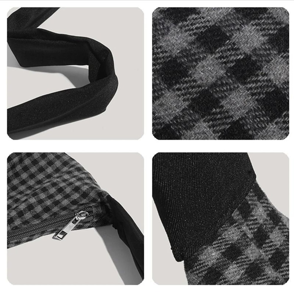 Commuting LargeCapacity Canvas And Checkered Nylon Tote Bag 4