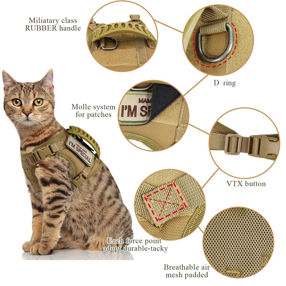 Professional Tactical Adventure Cat Harness And Leash Set 2
