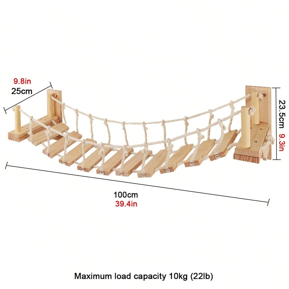 Premium WallMounted Wooden Cat Bridge And Climbing Ladder 1