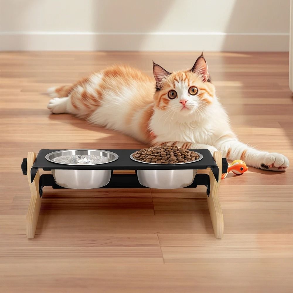 Elevated Industrial Iron And Wood Pet Feeder 4