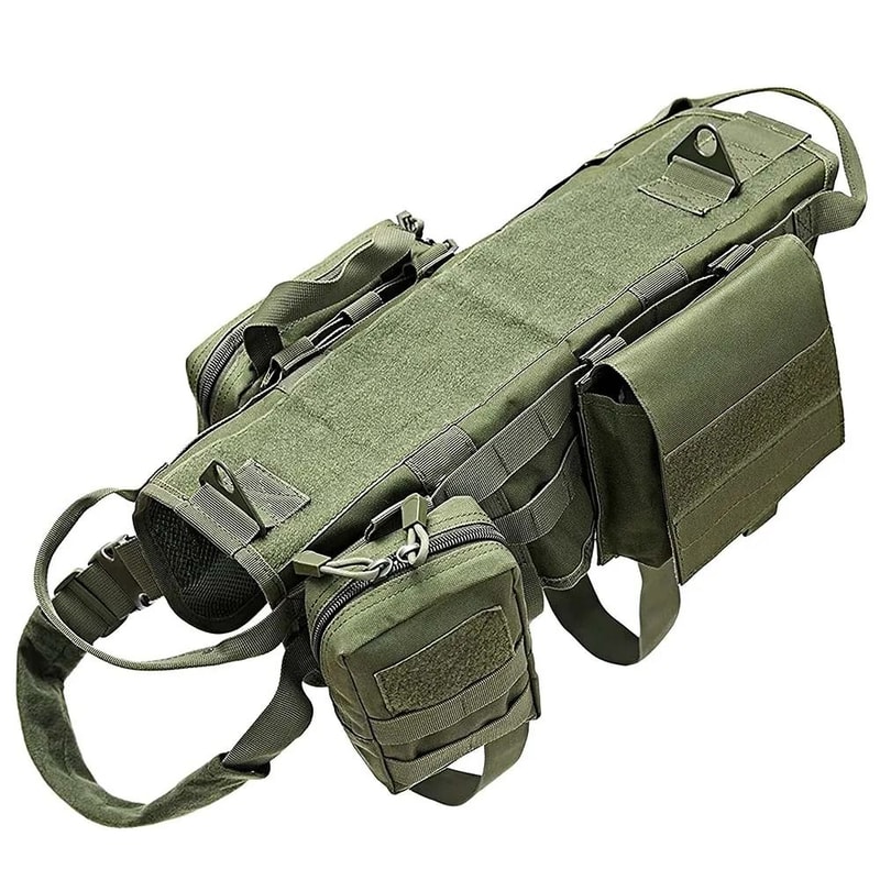 Professional Tactical Adventure Dog Harness With Utility Pouches 6
