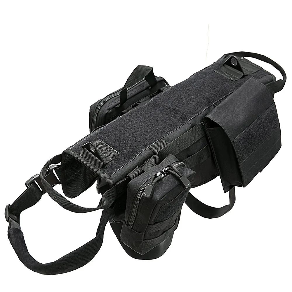 Professional Tactical Adventure Dog Harness With Utility Pouches 7