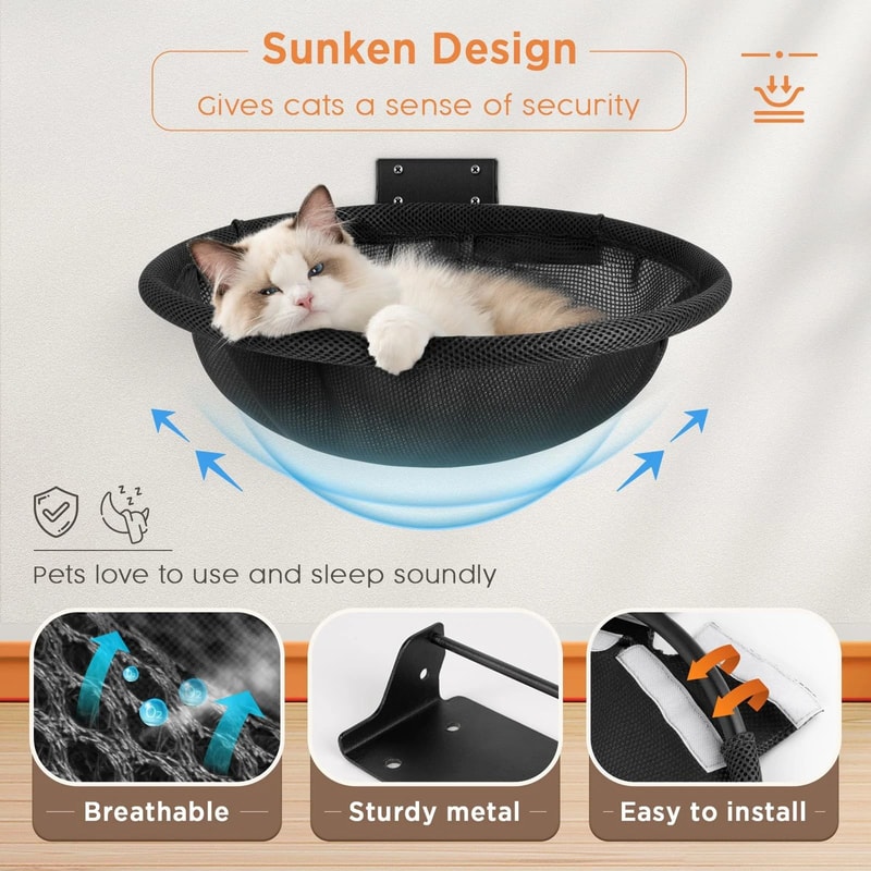 Foldable WallMounted Breathable Cat Hammock 3