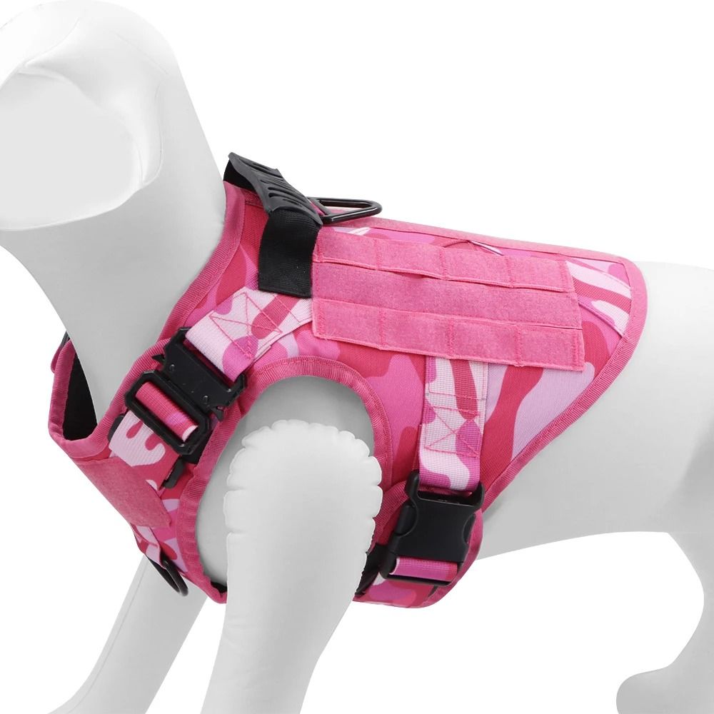 Professional Pink Tactical Dog Training Harness And Leash Set 2