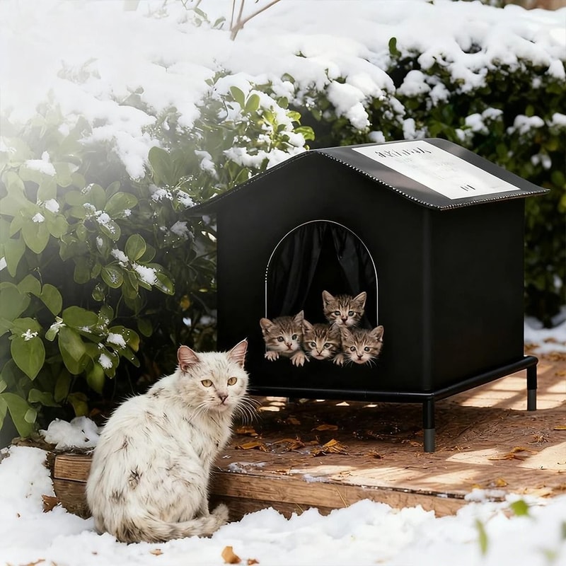 AllWeather Insulated Outdoor Cat Shelter 0