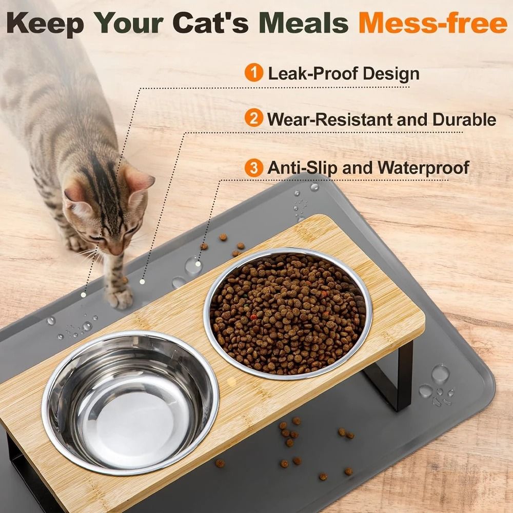 Professional Elevated Tilted Pet Feeder With Spill Proof Mat 4
