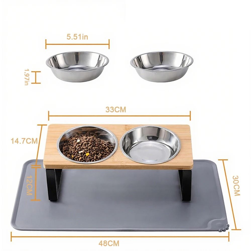 Professional Elevated Tilted Pet Feeder With Spill Proof Mat 1