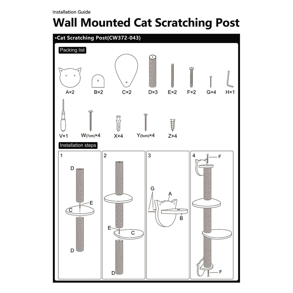 Vertical WallMounted Cat Scratching Tower With Perch Platforms 5