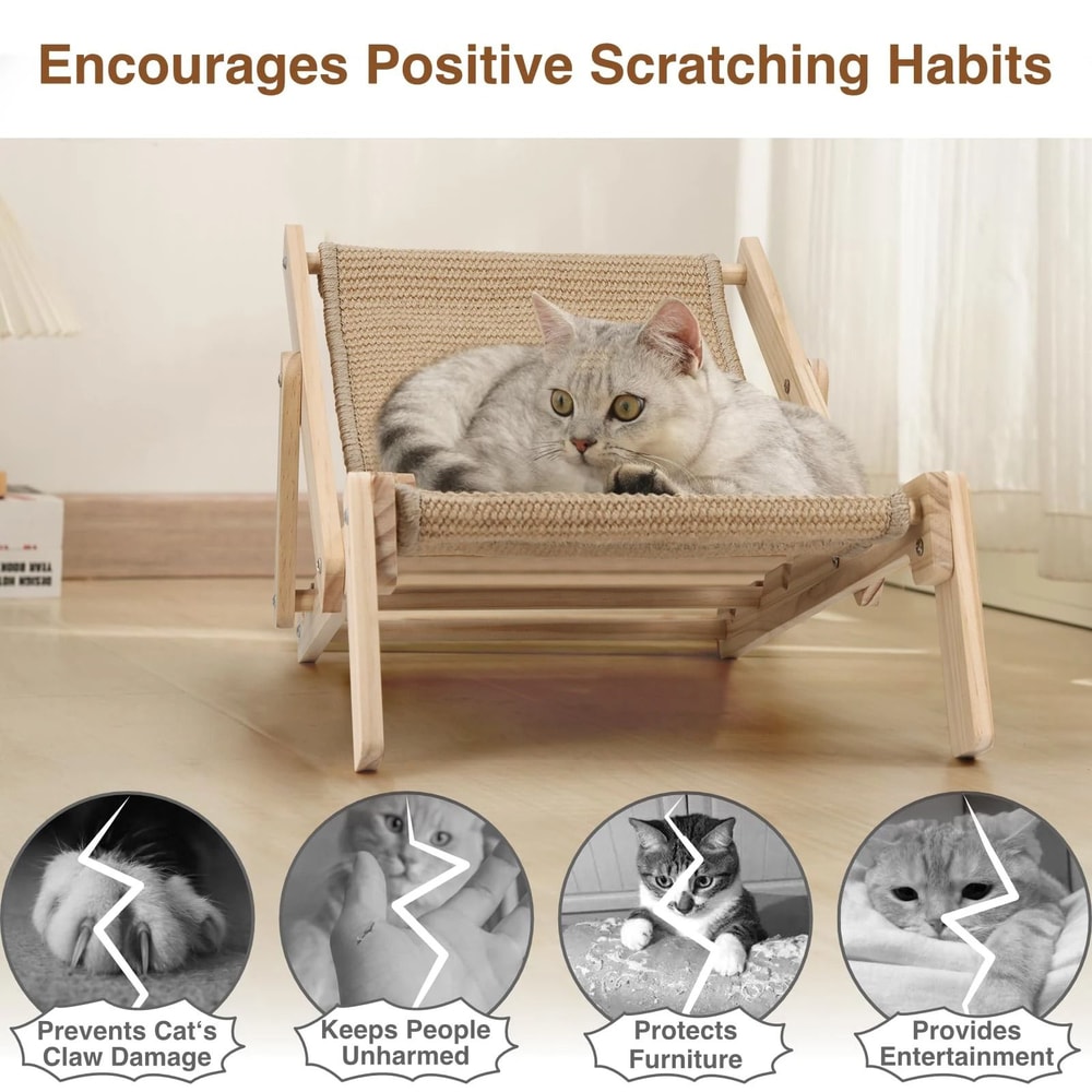Professional Two In One Adjustable Cat Sisal Bed Chair 7