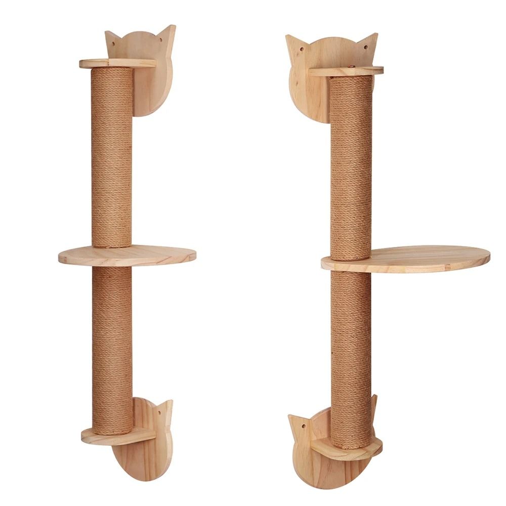 Professional Wall Mounted Pine Cat Climbing Tree And Hammock 4