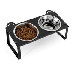 professional elevated 15 degree tilted stainless steel pet feeder