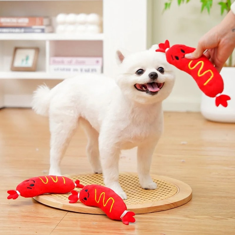 Professional Hot Dog Squeaky Plush Pet Toy 3