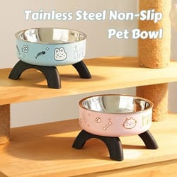 professional elevated anti-tip stainless steel pet bowl