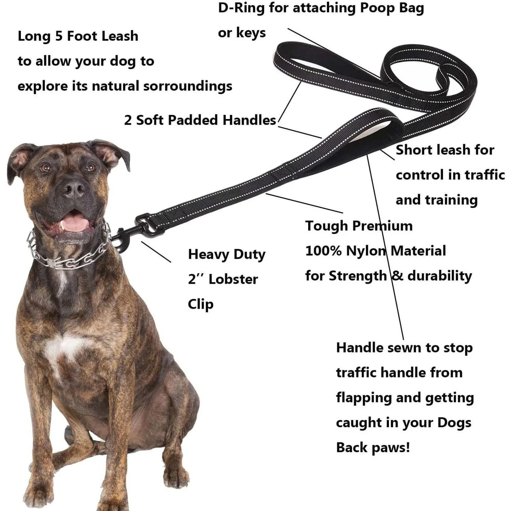 Professional HeavyDuty DualHandle Reflective Safety Leash 1