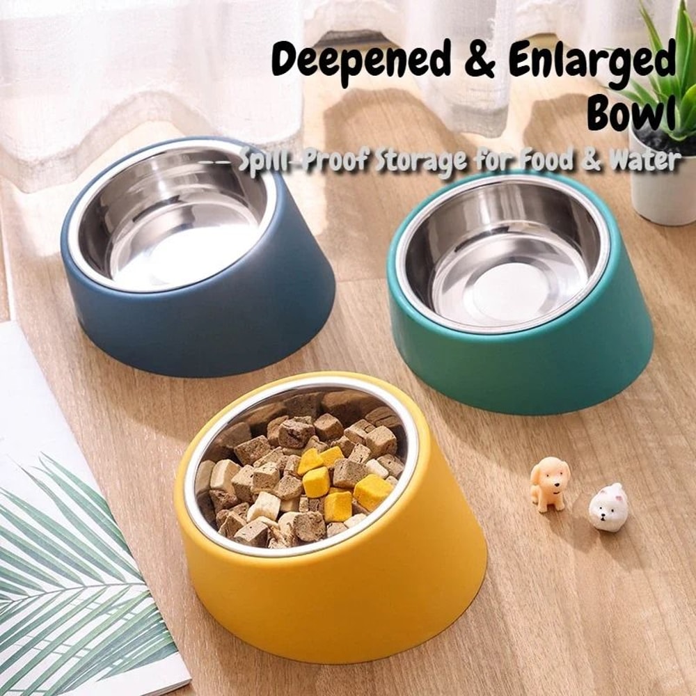Professional Angled Stainless Steel AntiTip Pet Bowl 2