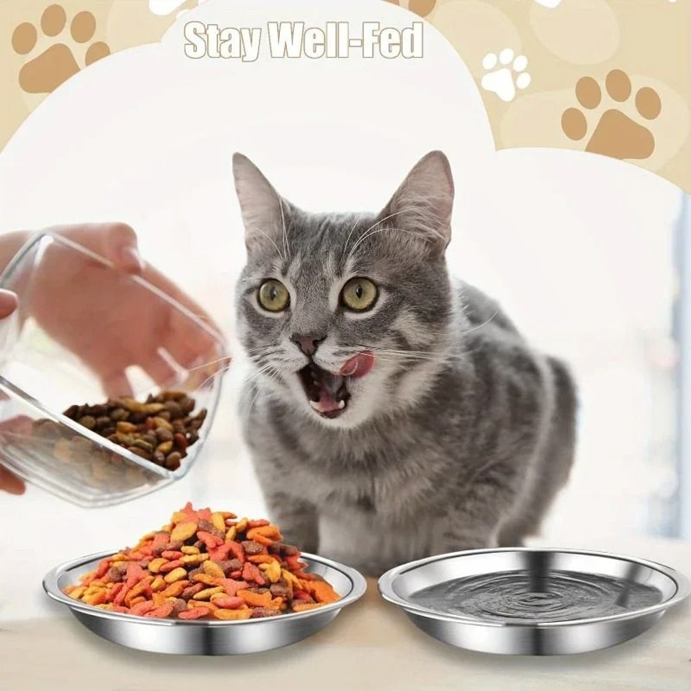 Professional Stainless Steel SlipResistant Cat Bowl Set 1