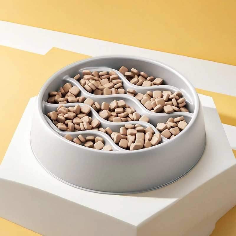 Professional Fashion SlowFeeder Dual Cat Bowl Set 0