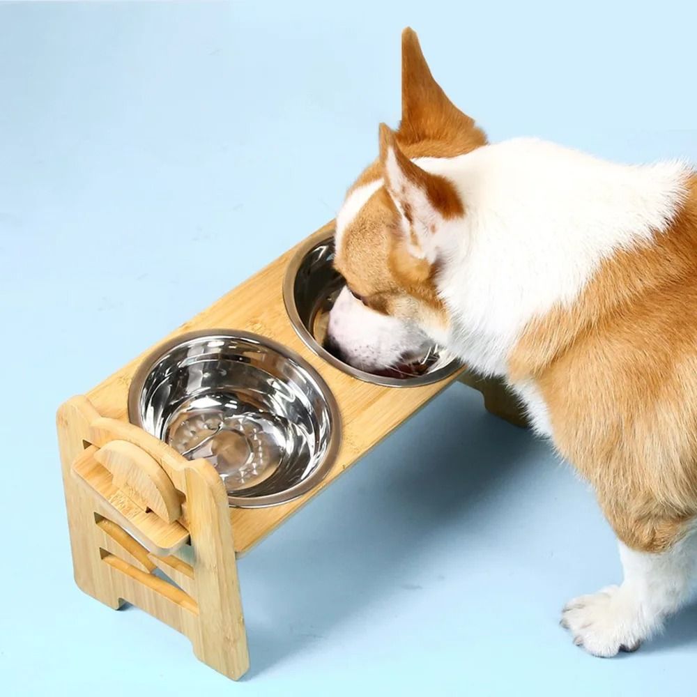 Professional Adjustable Wooden Raised Pet Feeding Station 3