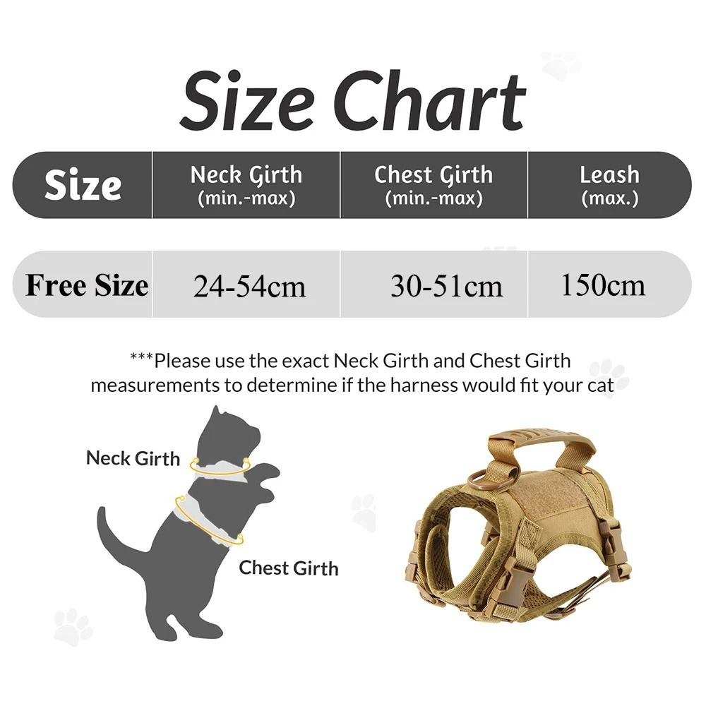 Professional Tactical Nylon Cat And Small Dog Harness Leash Kit 5