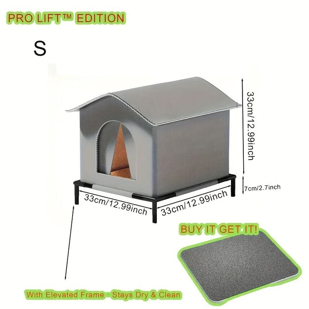 Outdoor Insulated Cat House With Stand 1