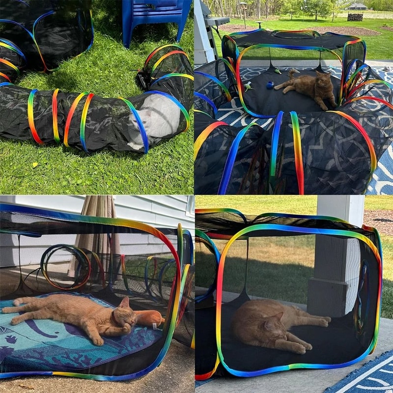 Outdoor Cat Playground And Portable Tunnel Set 4
