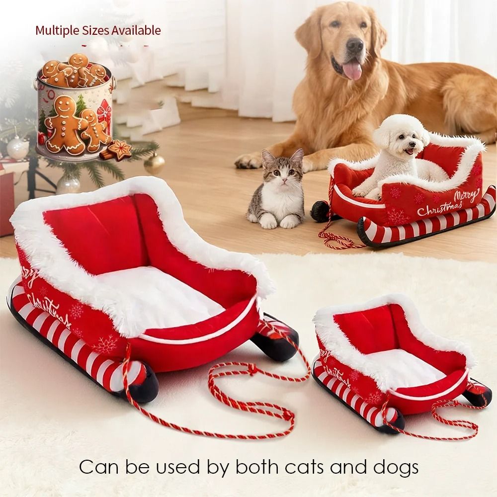 Christmas Sleigh Festive Plush Pet Bed 2
