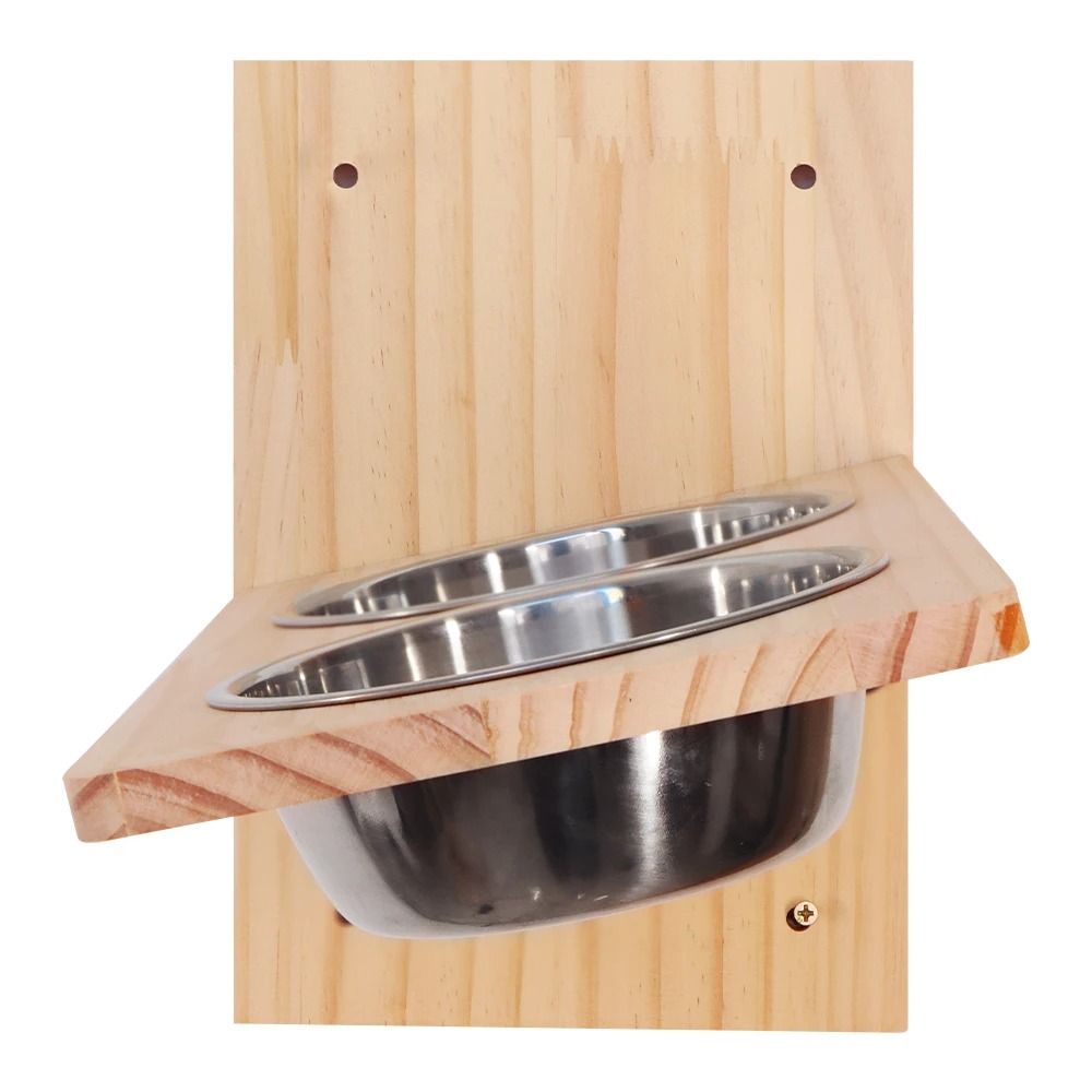 WallMounted Cat Feeding Station With Double Stainless Steel Bowls 3