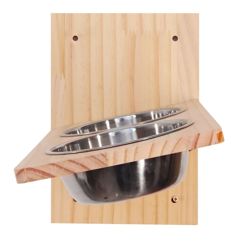 WallMounted Cat Feeding Station With Double Stainless Steel Bowls 3