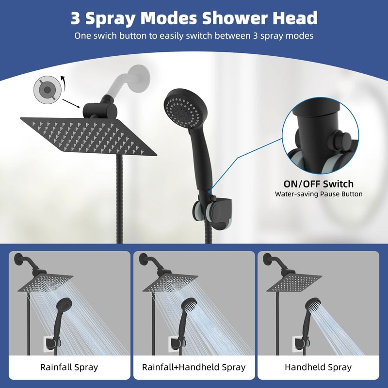 10 In Metal Rainfall Shower Head With Handheld Spray Combo 1