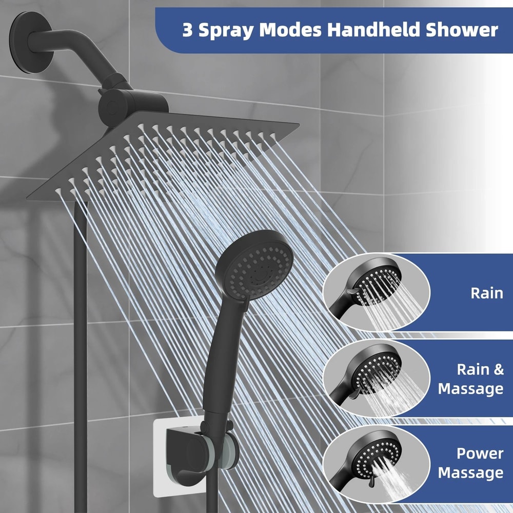 10 In Metal Rainfall Shower Head With Handheld Spray Combo 2