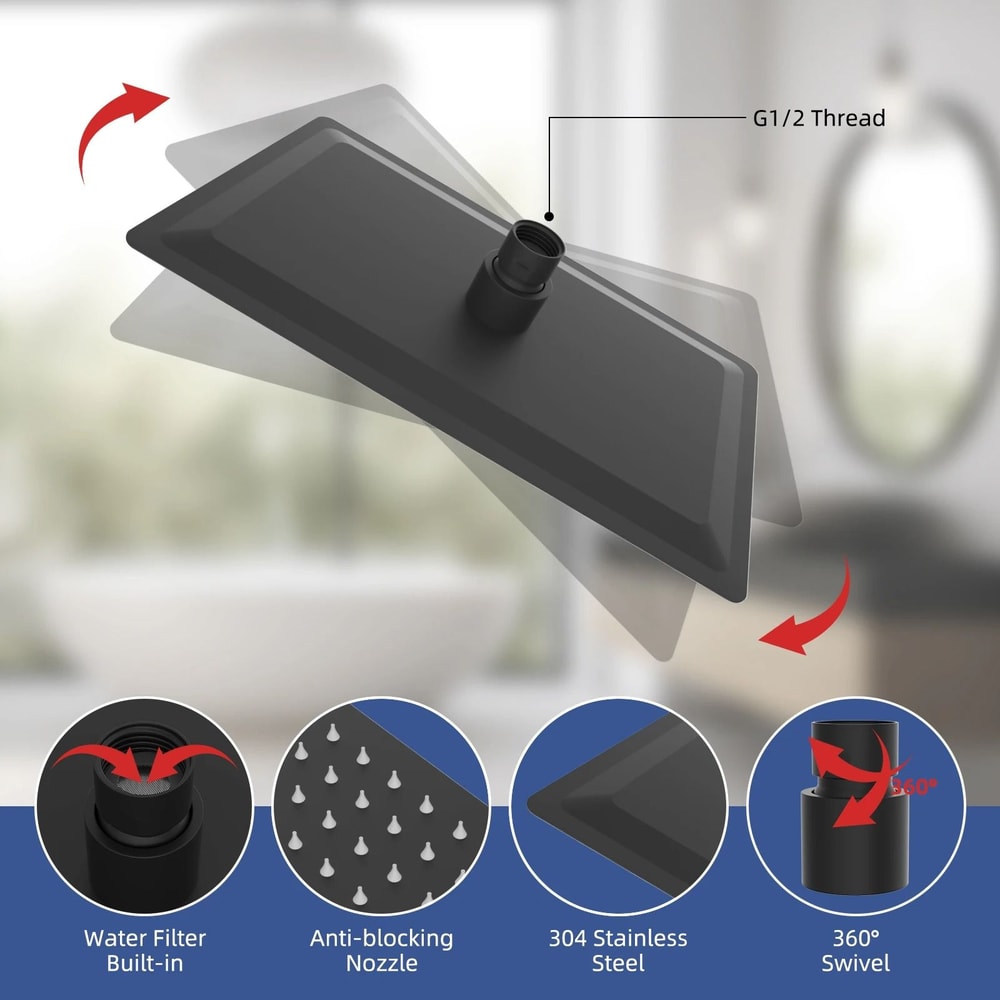 10 In Metal Rainfall Shower Head With Handheld Spray Combo 3