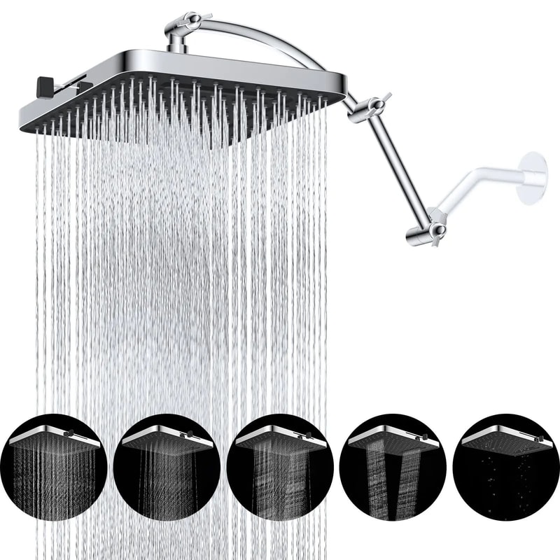 13 In HighPressure Rainfall Shower Head With Extension Arm 0