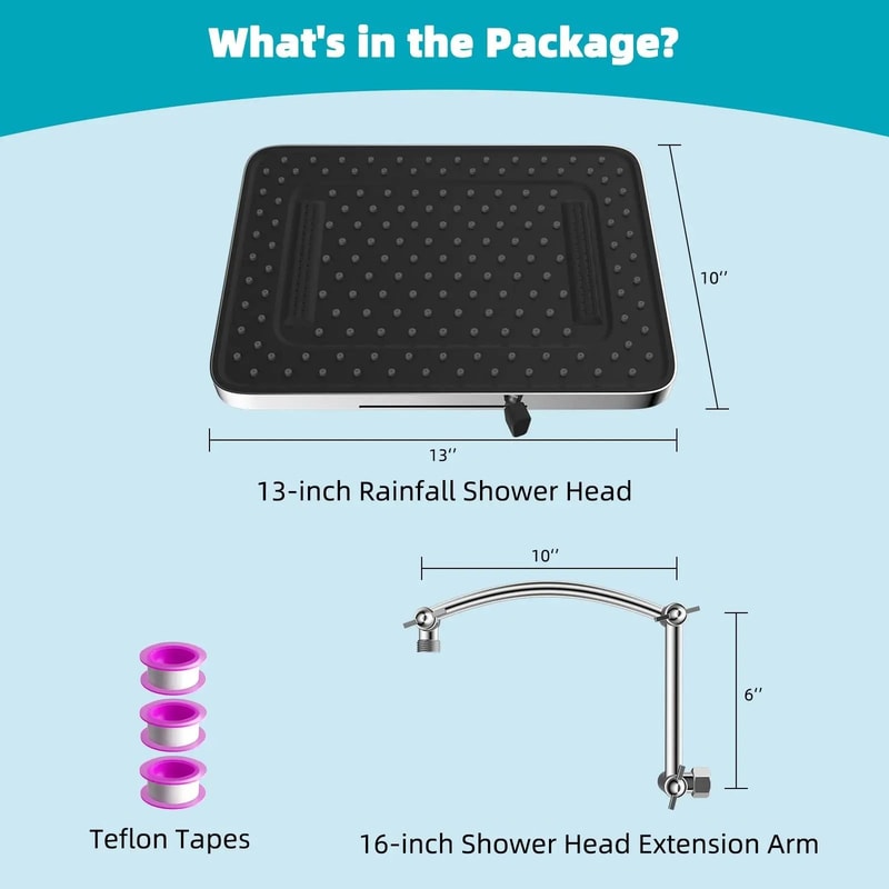 13 In HighPressure Rainfall Shower Head With Extension Arm 6