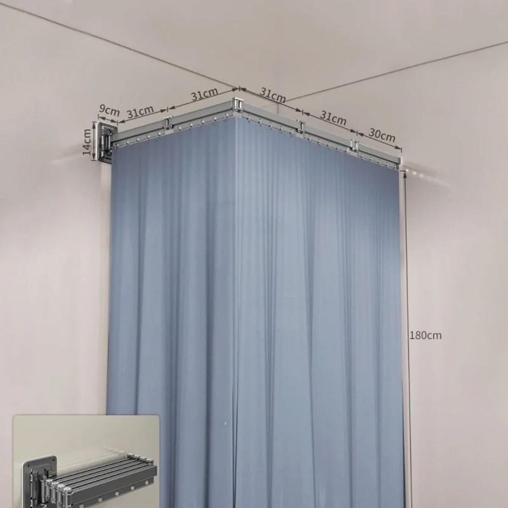 Invisible Folding Shower Partition And Waterproof Curtain Set 10
