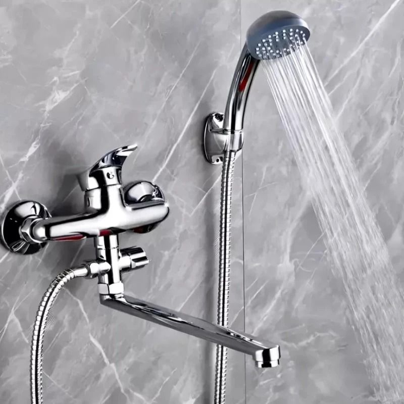Wall Mounted Dual Spout Bathtub Faucet And Shower Mixer 0