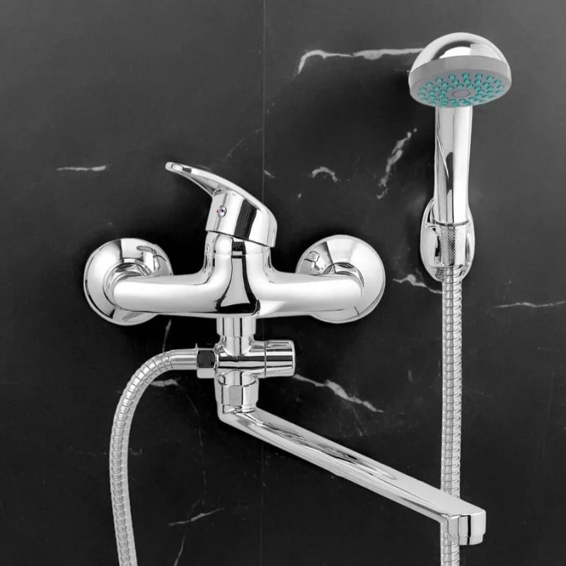 Wall Mounted Dual Spout Bathtub Faucet And Shower Mixer 3