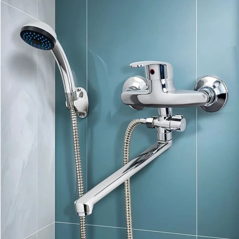 Wall Mounted Dual Spout Bathtub Faucet And Shower Mixer 6