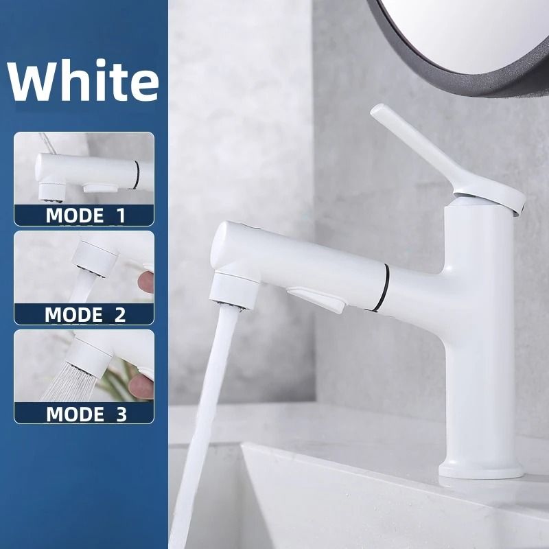 Modern Pull Out Bathroom Sink Faucet With Dual Mode Sprayer 7
