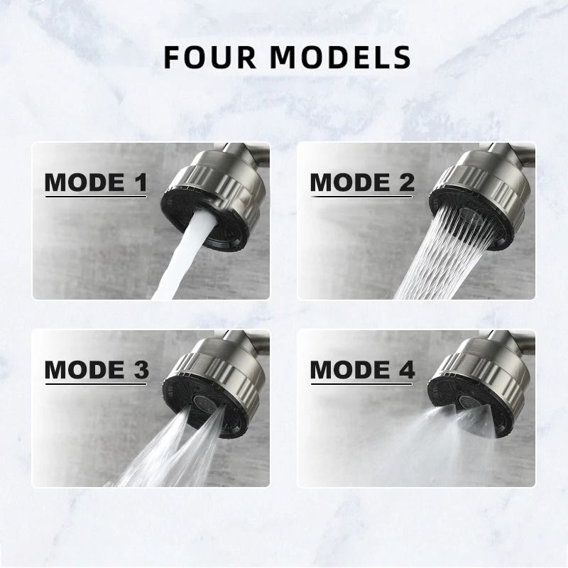 Stainless Steel 4 Mode Wall Mounted Kitchen Faucet 5