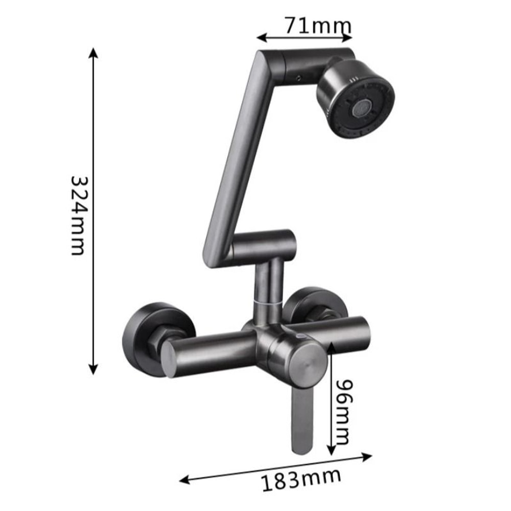 Stainless Steel 4 Mode Wall Mounted Kitchen Faucet 6